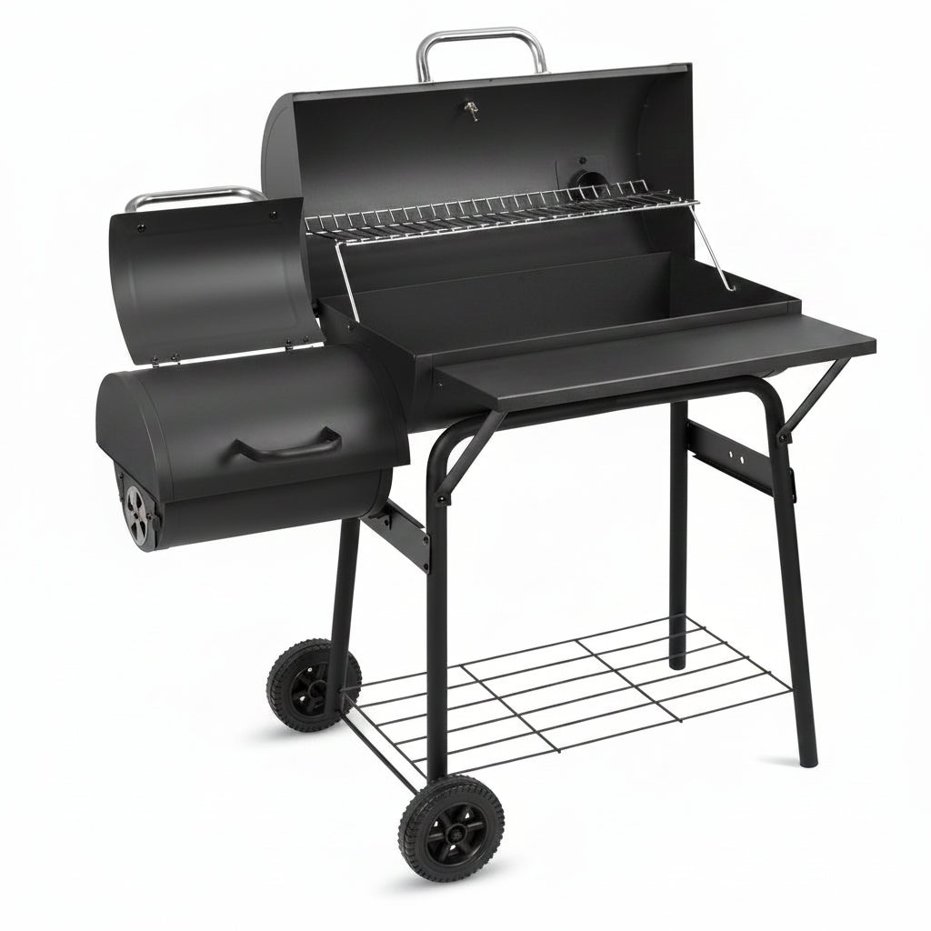Charcoal Grill Offset Smoker 535 Sq.In.With Front Table for Outdoor BBQ
