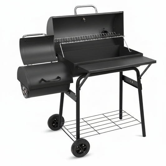 Charcoal Grill Offset Smoker 535 Sq.In.With Front Table for Outdoor BBQ